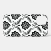 Coques Case-Mate iPhone Motif Damassé Rococo Gris Noir Blanc (Verso (horizontal))