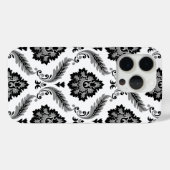 Coques Case-Mate iPhone Motif Damassé Rococo Gris Noir Blanc (Verso (horizontal))