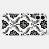 Coques Case-Mate iPhone Motif Damassé Rococo Gris Noir Blanc (Verso (horizontal))