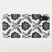 Coques Case-Mate iPhone Motif Damassé Rococo Gris Noir Blanc (Dos (Horizontal))