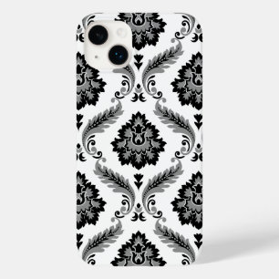 Coque Pour iPhone 14 Plus Motif Damassé Rococo Gris Noir Blanc