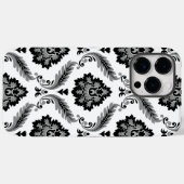 Coques Case-Mate iPhone Motif Damassé Rococo Gris Noir Blanc (Verso (horizontal))