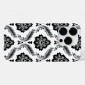 Coques Case-Mate iPhone Motif Damassé Rococo Gris Noir Blanc (Verso (horizontal))