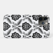 Coques Case-Mate iPhone Motif Damassé Rococo Gris Noir Blanc (Dos (Horizontal))
