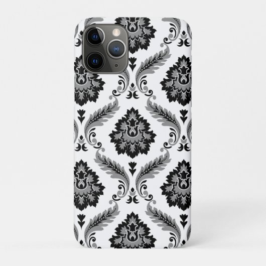 Coques Case-Mate iPhone Motif Damassé Rococo Gris Noir Blanc (Dos)