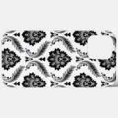 Coques Case-Mate iPhone Motif Damassé Rococo Gris Noir Blanc (Verso (horizontal))