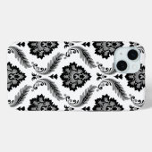 Coques Case-Mate iPhone Motif Damassé Rococo Gris Noir Blanc (Verso (horizontal))