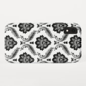 Coques Case-Mate iPhone Motif Damassé Rococo Gris Noir Blanc (Dos (Horizontal))