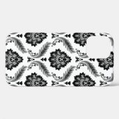 Coques Case-Mate iPhone Motif Damassé Rococo Gris Noir Blanc (Verso (horizontal))