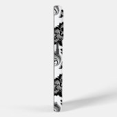 Coques Case-Mate iPhone Motif Damassé Rococo Gris Noir Blanc (Verso / Droite)