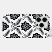 Coques Case-Mate iPhone Motif Damassé Rococo Gris Noir Blanc (Verso (horizontal))