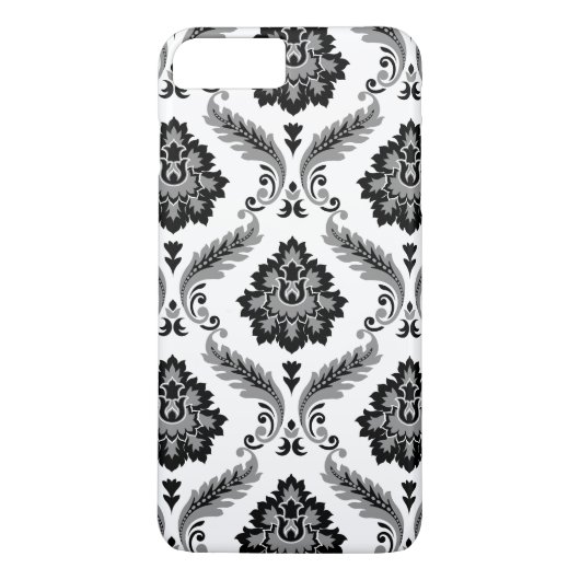 Coques Case-Mate iPhone Motif Damassé Rococo Gris Noir Blanc (Dos)