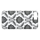 Coques Case-Mate iPhone Motif Damassé Rococo Gris Noir Blanc (Dos (Horizontal))