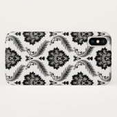 Coques Case-Mate iPhone Motif Damassé Rococo Gris Noir Blanc (Dos (Horizontal))