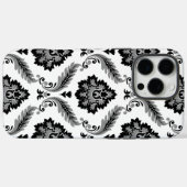 Coques Case-Mate iPhone Motif Damassé Rococo Gris Noir Blanc (Verso (horizontal))