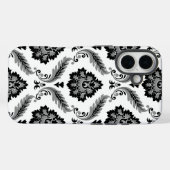 Coques Case-Mate iPhone Motif Damassé Rococo Gris Noir Blanc (Verso (horizontal))