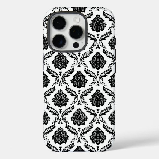 Coques Case-Mate iPhone Motif Damassé Rococo Noir sur Blanc (Verso)