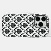 Coques Case-Mate iPhone Motif Damassé Rococo Noir sur Blanc (Verso (horizontal))