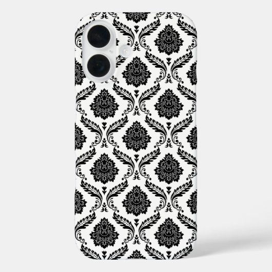 Coques Case-Mate iPhone Motif Damassé Rococo Noir sur Blanc (Verso)