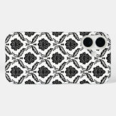 Coques Case-Mate iPhone Motif Damassé Rococo Noir sur Blanc (Verso (horizontal))
