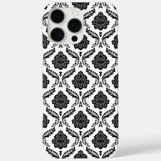 Coques Case-Mate iPhone Motif Damassé Rococo Noir sur Blanc (Verso)