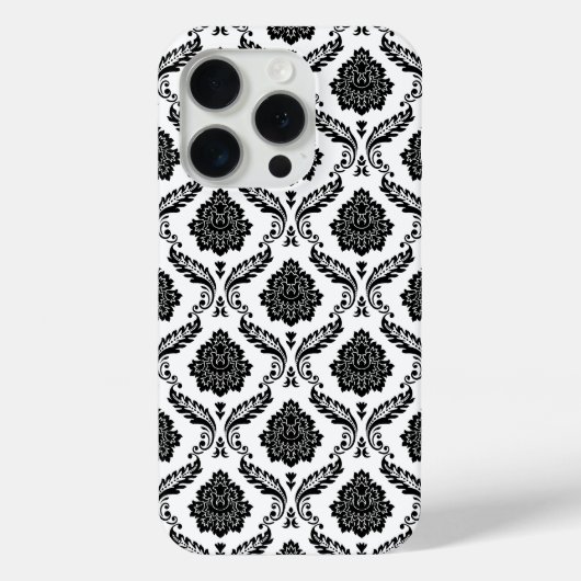 Coques Case-Mate iPhone Motif Damassé Rococo Noir sur Blanc (Verso)