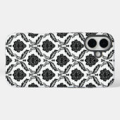 Coques Case-Mate iPhone Motif Damassé Rococo Noir sur Blanc (Verso (horizontal))