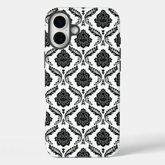 Coques Case-Mate iPhone Motif Damassé Rococo Noir sur Blanc (Verso)