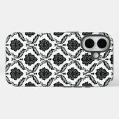 Coques Case-Mate iPhone Motif Damassé Rococo Noir sur Blanc (Verso (horizontal))