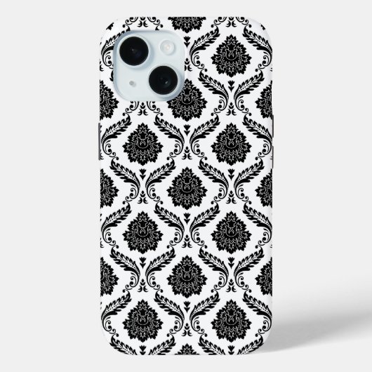 Coques Case-Mate iPhone Motif Damassé Rococo Noir sur Blanc (Verso)