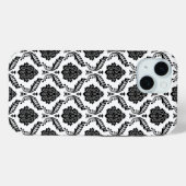 Coques Case-Mate iPhone Motif Damassé Rococo Noir sur Blanc (Verso (horizontal))