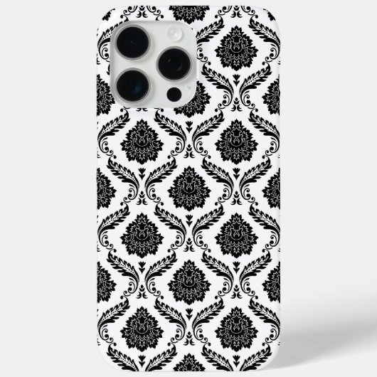Coques Case-Mate iPhone Motif Damassé Rococo Noir sur Blanc (Verso)