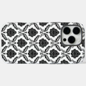 Coques Case-Mate iPhone Motif Damassé Rococo Noir sur Blanc (Verso (horizontal))