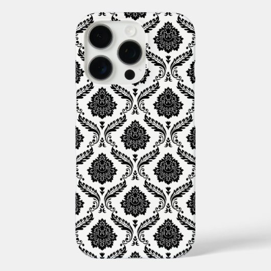 Coques Case-Mate iPhone Motif Damassé Rococo Noir sur Blanc (Verso)