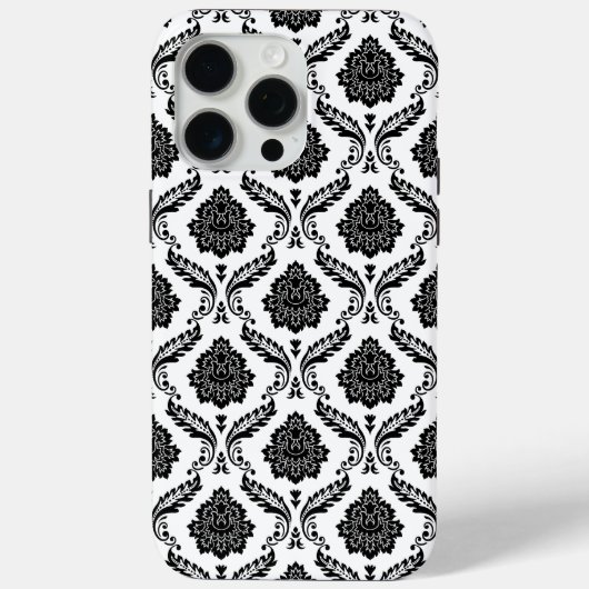 Coques Case-Mate iPhone Motif Damassé Rococo Noir sur Blanc (Verso)