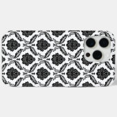 Coques Case-Mate iPhone Motif Damassé Rococo Noir sur Blanc (Verso (horizontal))