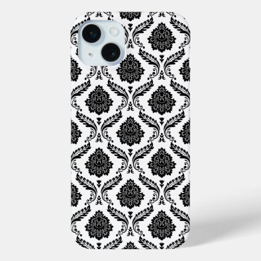 Coques Case-Mate iPhone Motif Damassé Rococo Noir sur Fond Blanc (Verso)
