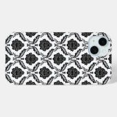 Coques Case-Mate iPhone Motif Damassé Rococo Noir sur Fond Blanc (Verso (horizontal))