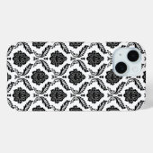 Coques Case-Mate iPhone Motif Damassé Rococo Noir sur Fond Blanc (Verso (horizontal))