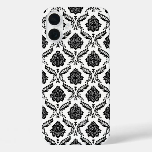 Coques Case-Mate iPhone Motif Damassé Rococo Noir sur Fond Blanc (Verso)