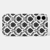 Coques Case-Mate iPhone Motif Damassé Rococo Noir sur Fond Blanc (Verso (horizontal))