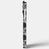 Coques Case-Mate iPhone Motif Damassé Rococo Noir sur Gris (Verso / Gauche)