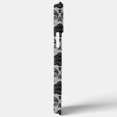 Coques Case-Mate iPhone Motif Damassé Rococo Noir sur Gris (Verso / Droite)
