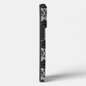 Coques Case-Mate iPhone Motif Damassé Rococo Noir sur Gris (Verso / Droite)