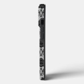 Coques Case-Mate iPhone Motif Damassé Rococo Noir sur Gris (Verso / Gauche)