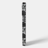 Coques Case-Mate iPhone Motif Damassé Rococo Noir sur Gris (Verso / Gauche)