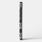 Coques Case-Mate iPhone Motif Damassé Rococo Noir sur Gris (Verso / Gauche)