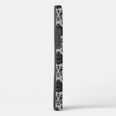 Coques Case-Mate iPhone Motif Damassé Rococo Noir sur Gris (Verso / Droite)