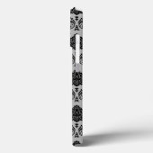 Coques Case-Mate iPhone Motif Damassé Rococo Noir sur Gris (Verso / Gauche)