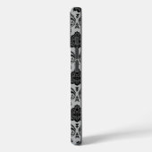 Coques Case-Mate iPhone Motif Damassé Rococo Noir sur Gris (Verso / Gauche)